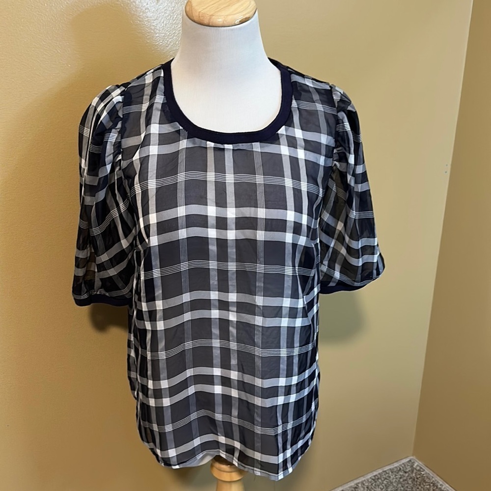 a new day Black and White Plaid Blouse​